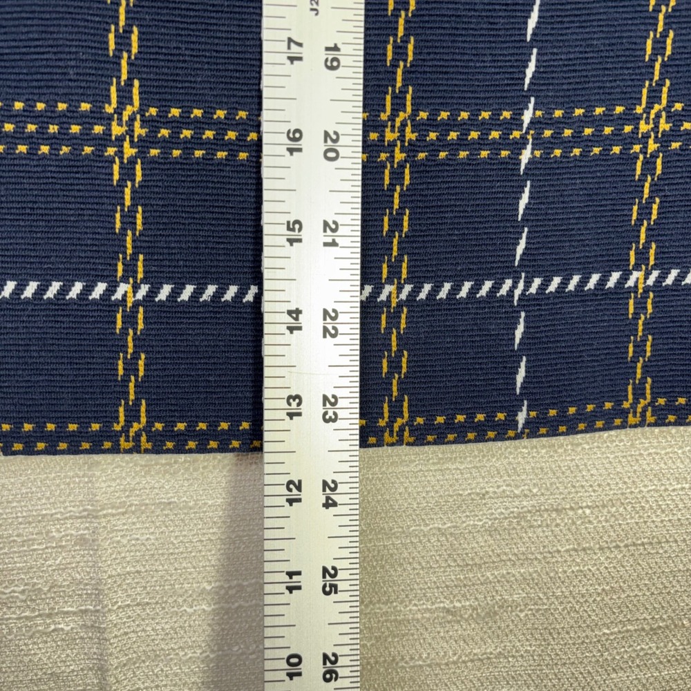 Ann Taylor Factory Navy Blue Plaid Pencil Skirt Textured Knit Large - Picture 6 of 8